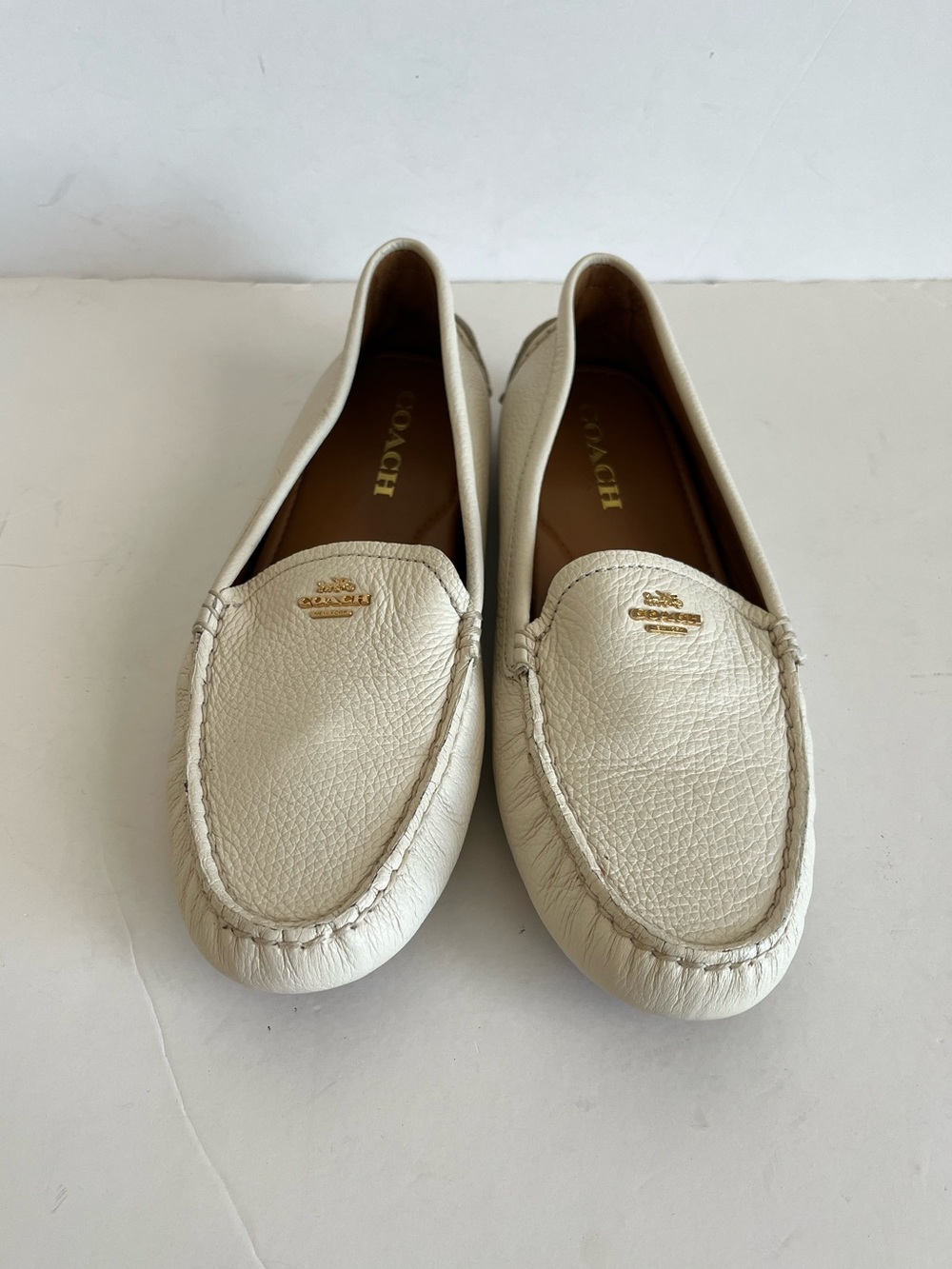Coach Marley Leather Driver Loafers Chalk White Size 8.5B - Picture 3 of 11